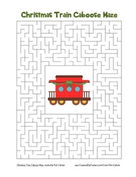 christmas train caboose maze holiday fun color and black line