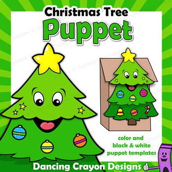 Preview of Christmas Tree Craft Activity | Printable Paper Bag Puppet