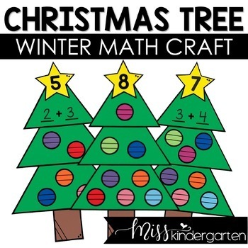 Preview of Christmas Math Craft | Christmas Tree Counting Craftivity | Addition Crafts