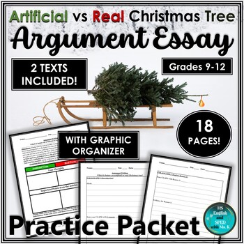 Preview of Christmas Tree Argument Essay Practice | Artificial vs Real