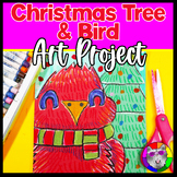 Christmas Tree & Bird Art Lesson Plan Artwork for K, 1st, 