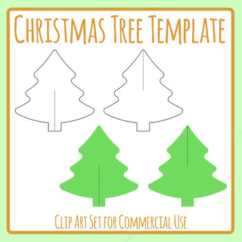 Christmas Tree Cardboard Cut Out Decoration Template Craft Clip Art Set