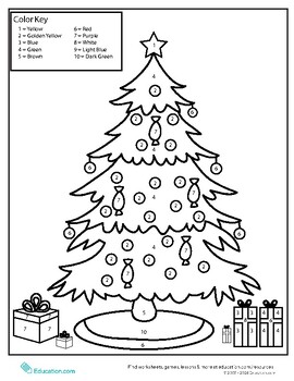 Preview of Christmas Tree Color By Numbers Christmas