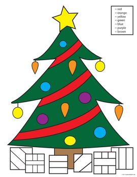 Preview of Christmas Tree Color by Number Worksheets - Pre-K, K, 1st, 2nd, 3rd Grade