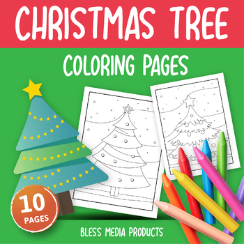 Christmas Tree Coloring Pages by Puwadon Sang-ngern | TPT