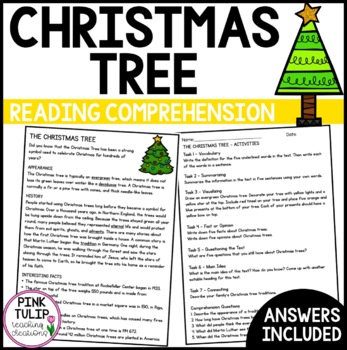 Preview of Christmas Tree Comprehension - Reading Strategy Worksheet