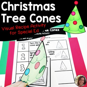 Preview of Christmas Tree Cone Visual Recipe and Sequencing Activity