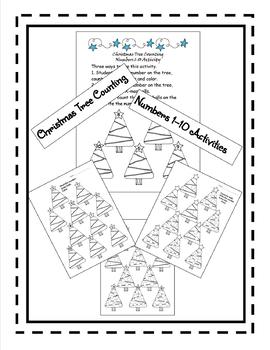 Preview of Christmas Tree Counting - Numbers 1-10 Activity