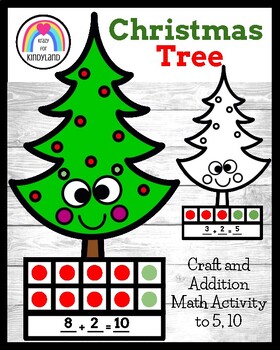 Preview of Christmas Tree Craft, Five, Ten Frame Decomposing Addition Activity: Math Center