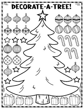 Christmas Tree Craft - decorate a tree, fine motor skills, cut and paste