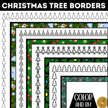 Christmas Tree Doodle Frame Borders Clip Art Set by Happy Onion Studio