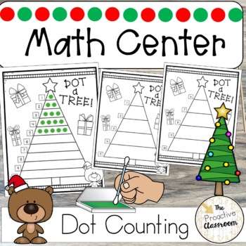 Preview of Christmas Tree Dot Counting | Math Center | Preschool | Kindergarten Fine Motor