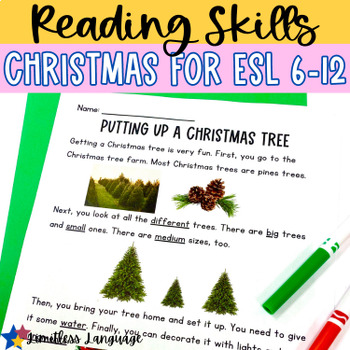 Preview of Christmas Tree ESL Newcomer Reading Comprehension and Activities