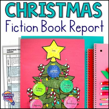 Preview of Christmas Tree Fiction Book Report Craft - Summarize Plot, Characters, Setting