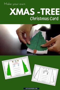 Christmas Tree Foldable Card - B&W, Color, Pop up Printable by AsToldByMom
