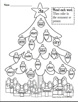 Christmas Tree Fry's Sight Words Worksheets - Level 1-3 a-d | TPT