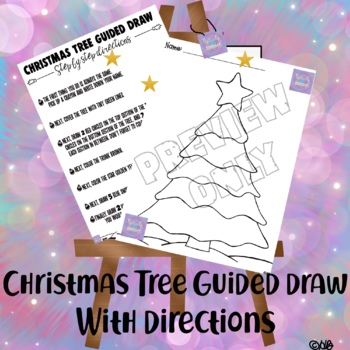 Christmas Tree Guided Drawing Activity by Positively Bright | TpT