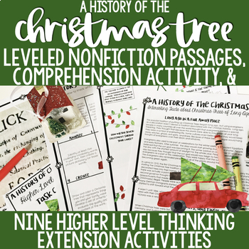 Preview of A Christmas Tree History-- Leveled Reading Comprehension Activity & Task Cards