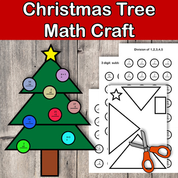 Christmas Tree Math Craft / Addition, Subtraction, Multiplication and ...