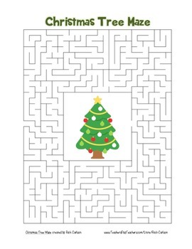 “Christmas Tree” Maze! Holiday FUN! (Color and Black Line) | TpT