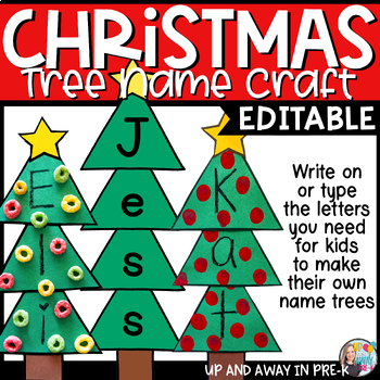 Preview of Christmas Tree Name Craft - Preschool Holiday Activity
