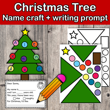 Preview of Christmas Tree Name Craft & Writing Prompt / Winter Name Craft