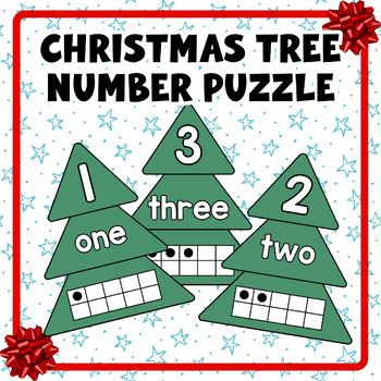 Preview of Christmas Tree Number Puzzles |  1 to 10 | Number, Number Word, and 10-frame