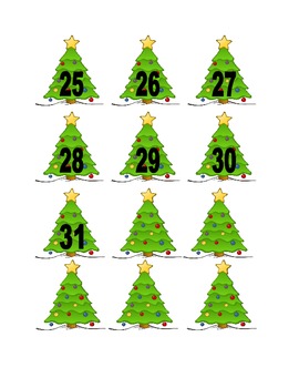 Preview of Christmas Tree Numbers for Calendar or Counting Activity