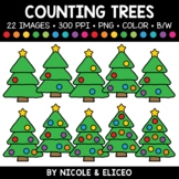 Christmas Tree Ornament Counting Clipart + FREE Blacklines