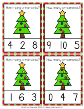 Christmas Tree Ornaments Count and Clip Cards Numbers 0-10 by Pink Posy ...