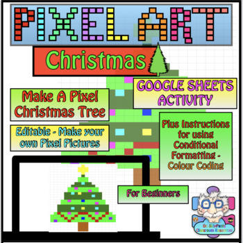 Preview of Christmas Tree Pixel Art  - For Beginners Google Sheets: Editable
