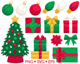 Christmas Tree & Presents Clipart - SVG, PNG, EPS Images -