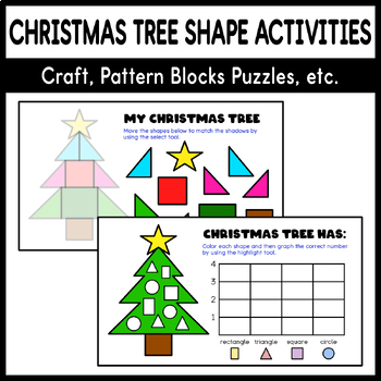 Preview of Christmas Tree Shape Activities - Craft, Pattern Blocks Puzzles, etc.