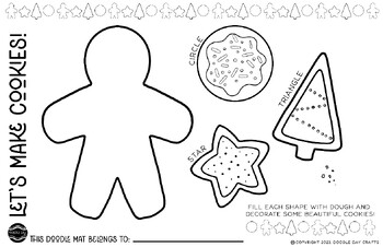 Preview of Christmas Tree & Gingerbread Man Shapes  and Patterns Play Dough Mat/Worksheet