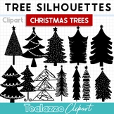 Christmas Tree Silhouettes Black and White Trees Clipart f