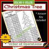 Christmas Tree Solve and Color: Order of Operations