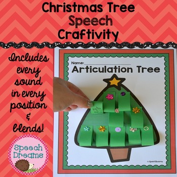 Preview of Christmas Tree Speech Therapy Craft | Interactive Worksheet