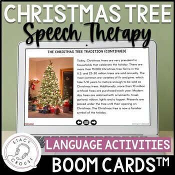 Preview of Christmas Tree Speech Therapy Language Activities for Older Students Boom Cards™