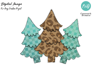 Preview of Christmas Tree Sublimation, Christmas design,leopard pine tree transfer,clip art