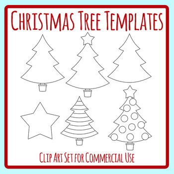 Christmas Tree Templates Borders Outlines Clip Art Commercial Use