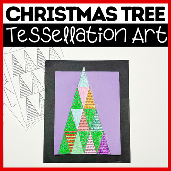 Preview of Christmas Tree Tessellation Art Activity | Easy & Low-Prep Holiday Project