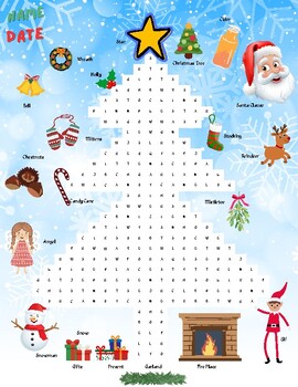 Preview of Christmas Tree Word Search #01 Version #07