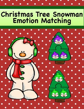 Christmas Tree with Snowman Emotion Matching Puzzle Game or Center Activity