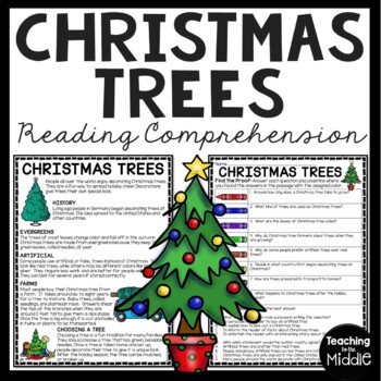 Preview of Christmas Trees Informational Text Reading Comprehension Worksheet December