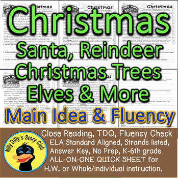 Preview of Christmas Trees Santa Reindeer & More Close Reading LEVELED PASSAGES