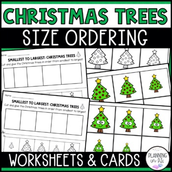 Preview of Christmas Trees Size Ordering | Order by Size Math Centers | Cut and Glue