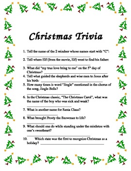 Christmas Trivia by ASG | Teachers Pay Teachers