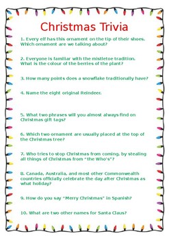 Christmas Trivia by That's Textbook | TPT