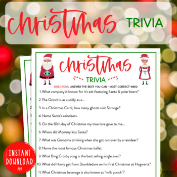 Christmas Trivia Activity | Holiday Seasonal Brain Break Game | Winter