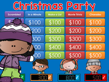 Preview of Christmas Party Jeopardy Style Game Show 3rd-9th Grade Distance Learning